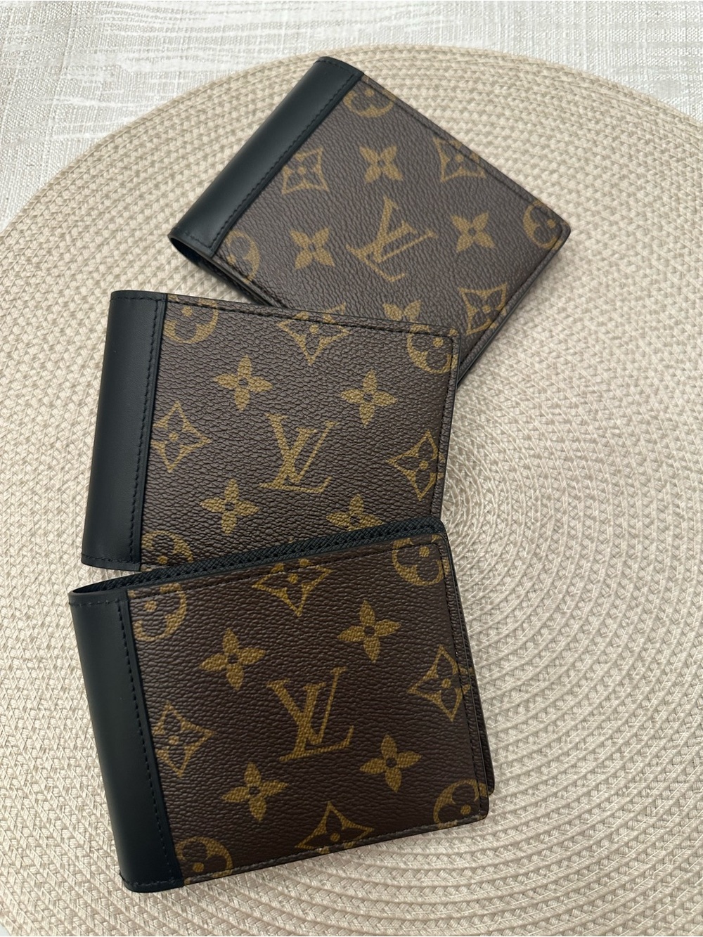 Louis Vuitton Black and Brown Monogram Bifold Card Holder Multi NEW